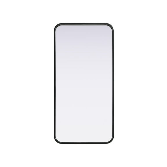 Elegant Decor Contour Metal Rectangle Mirror 18x36 in Black