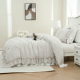 thumbnail image 3 of Move Over Ruffle Duvet Cover Set Beige Duvet Cover Set Queen Size Ruffle Pattern Soft Microfiber Boho Bedding Set, 3 of 8