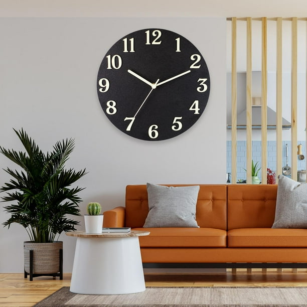 Reloj de pared con luz nocturna moderna, relojes de pared