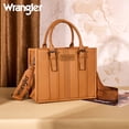 thumbnail image 3 of Wrangler Boho Tote Bag for Women Western Purse Retro Top Handle Satchel Handbag with Signature Strap, Brown, 3 of 7