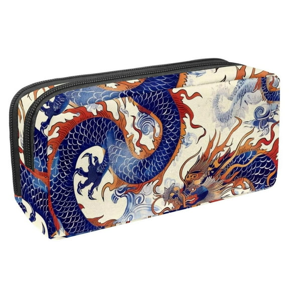 MUOOUM Pencil Case, Chinese Dragon Pattern Large Capacity Pencil Pouch Stationery Pen Bag
