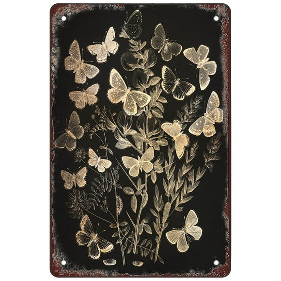 Retro Funny Metal Sign Sheet Signs Tin Sign,butterfly , 16 x 12 Inches