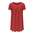 thumbnail image 6 of OSFVNOXV Midi Nightgown Dress for Women Summer Casual Ruched Front Ultra Soft Breathable Short Sleeve Flowy Knee Length Sleep Shirt Dress with Pockets, 6 of 7