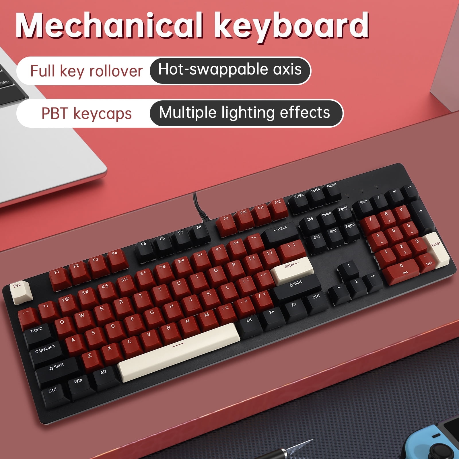 104-Key Wired Mechanical Linear Switch Gaming Keyboard Blue Switch Customizable