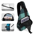 thumbnail image 4 of Full Print Chest Bag 8×15in Outer Large Bag On Both Sides Of Mesh Bag Inside Pocket Design Sponge Pad Shoulder Strap PaleTurquoise Buffalo Plaid Check Tartan Scotland_4, 4 of 8