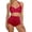 Red, variant on Two Piece Sets for Women Printed Tankini Swimsuit with Detachable Padding High Waist Adjustable Ties Bathing Suit for Summer Beach