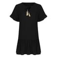 thumbnail image 5 of Bigersell Spaghetti Strap Dresses for Women Solid Color Short Sleeve V-neck Drape Pleated Dress Beach Wedding Guest Dresses for Female Regular Wrap Dresses, Style 33293, Black M, 5 of 9