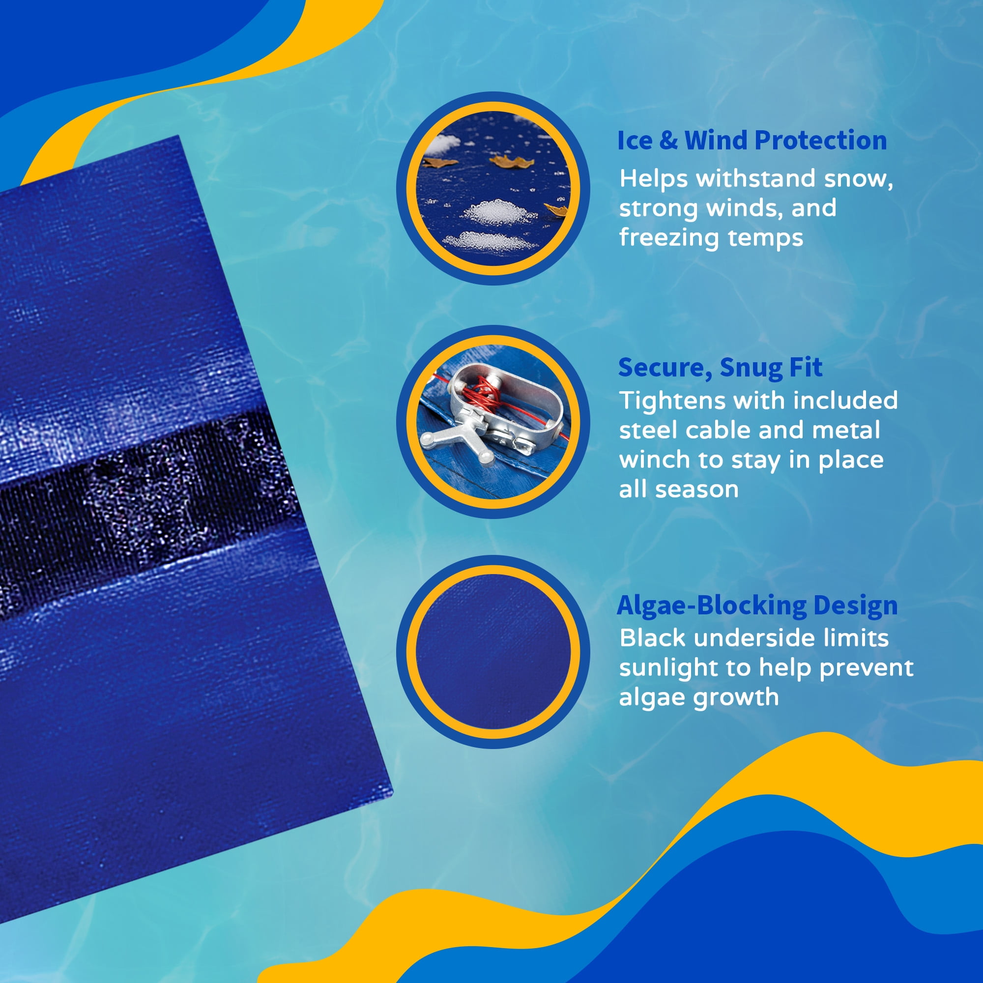 Blue Wave UV Resistant Pool Covers, Polyethylene, Blue