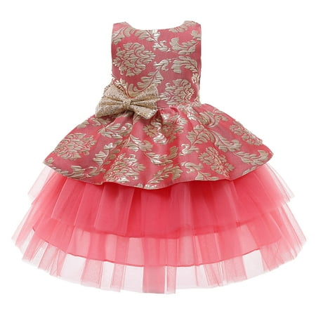 

ZMHEGW Cute Kids Dresses Bowknot Paillette Tulle Pageant Gown Birthday Party Princess Wedding Christmas Dress For Kid