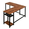 thumbnail image 5 of Hassch Modern L-Shaped Computer Desk with Storage Shelves, Corner Table for Home Office, Brown, 5 of 8