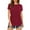 Wine Red2, variant on Women T Shirt Solid Color Tee Crewneck Short Sleeve Shirt Casual Summer Top Lady Loose Tee Shirts
