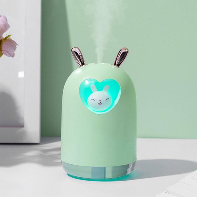 Lovely Humidifier 300ML Water Tank Ultrasónico Oil Difusor Lámpara LED colorida Humidificador USB para office and home Verde Colco mini humidificador portátil