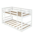 thumbnail image 6 of Harper & Bright Designs Low Bunk Bed Twin over Twin, Wooden Floor Bunk Bed with Ladder, Twin Bunk Bed with Full Guardrails, White, 6 of 9