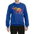 thumbnail image 2 of Wild Bobby, Colorful Walking Good Luck Elephant Animal Lover Unisex Crewneck Graphic Sweatshirt, Royal, Small, 2 of 3