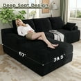 thumbnail image 3 of 104" Cloud Sectional Couch with L-Shape Chaise, Modern Modular Sofa with Deep Seat, Upholstered Couches with Back Cushion for Living Room Bedroom, No Assembly Required, Dark Black (Corduroy Fabric), 3 of 10