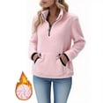 thumbnail image 2 of Womens Sherpa Fleece Fuzzy Sweatshirt Quarter Zip Long Sleeve Fluffy Soft Sweaters Winter Pullover with Pockets, 2 of 6