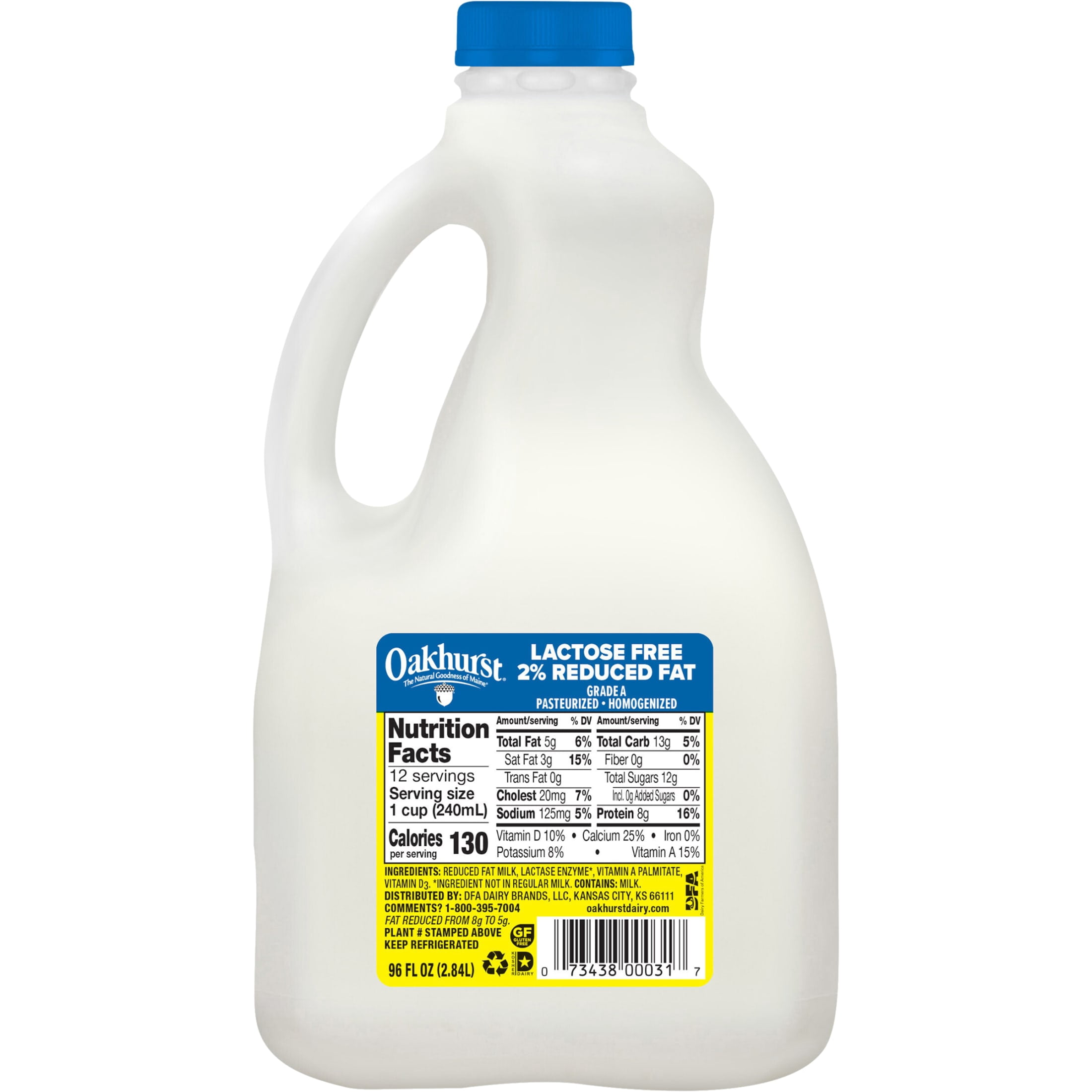Oakhurst Lactose Free 2% Reduced Fat Milk 96 Fl Oz Carafe