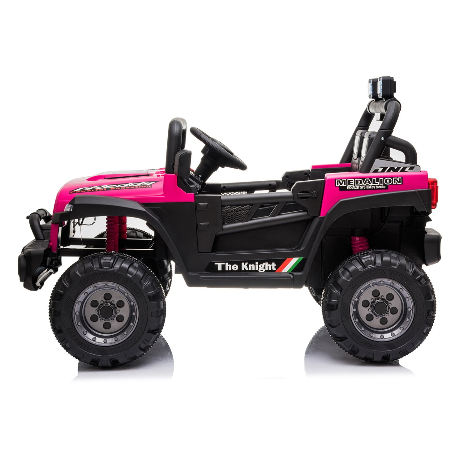 CIPACHO 12V Kids Ride On Truck Car with Parent Remote Control, Spring Suspension, LED Lights, AUX Port, Kids Electric Vehicle Toy, Pink