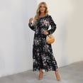 thumbnail image 2 of Outfmvch long sleeve dress for women Casual Floral Printed Ruffle Flowy Temperat Long Dress womens dresses fall dresses, 2 of 9