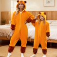 thumbnail image 2 of Christmas Pajamas Christmas Family Matching Kids Romper Long Sleeve Hooded Full Length Pants Animal Print Fleece Soft Sleepwear For Kids Orange 110, 2 of 6