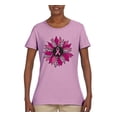 thumbnail image 2 of Wild Bobby Pink Cheetah Print Breast Cancer Carnation Flower Breast Cancer Awareness Women Graphic Tee, Light Pink, 3X-Large, 2 of 6