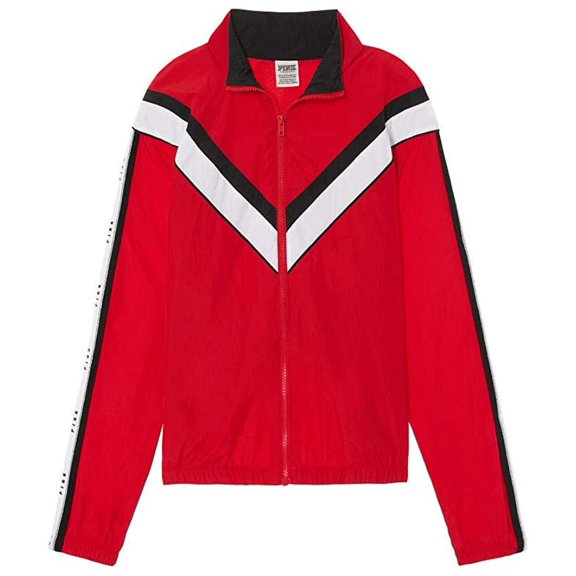 Victoria's Secret Pink Perfect Anorak Full Zip Color Red/White Size Medium/Large NWT