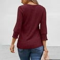thumbnail image 4 of Simua Ribbed Sweaters for Women Solid Color 3/4 Sleeve Tops Round Neck Loose Casual Pullover Blouses, 4 of 6