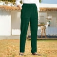 thumbnail image 2 of Fall Pants for Older Women Elastic High Waisted Pull On Corduroy Pants with Pockets Soft Comfy Loose Fit Slacks Trousers Dark Green XL, 2 of 6