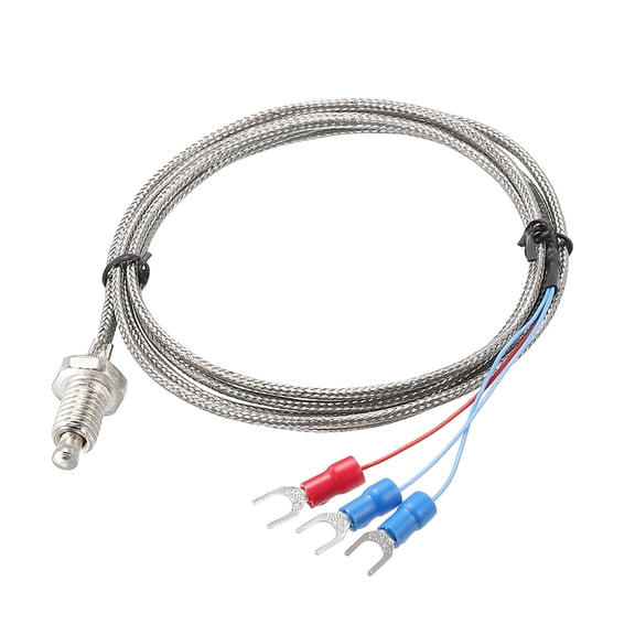 PT100 Temperature Sensor M8 Screw Temperature Probe Thermocouple 5ft -50 to 200°C(-58 to 392°F)