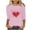 Pink, variant on Erwazi Valentines Shirts for Women 3/4 Sleeve T-Shirts Love Heart Cute Graphic Valentines Day Tops Crew Neck Holiday Tees