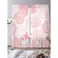 thumbnail image 3 of Coastal Pink Sheer Curtains 84 Inch Length 2 Panels Set, Ocean Coral Starfish Shell Modern Sea Voile Window Treatment Rod Pocket Curtains Sheers Drapes for Bedroom/Living Room/Kitchen 52"x84"x2, 3 of 7