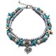 thumbnail image 1 of Tobillera de doble capa con cuentas y cadena de estrella, accesorios de joyería para mujer., 1 of 5
