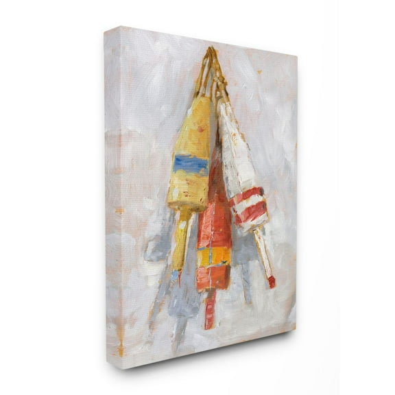 Stupell Home Décor Boat Buoy Ocean Lake Red Yellow Painting Canvas Wall Art by Ethan Harper