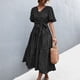 thumbnail image 3 of Vestido largo de verano para mujer, vestido cruzado informal con cuello en V para mujer, vestido cruzado con cuello en V, vestido largo con cuello en V de alta capacidad, 3 of 6