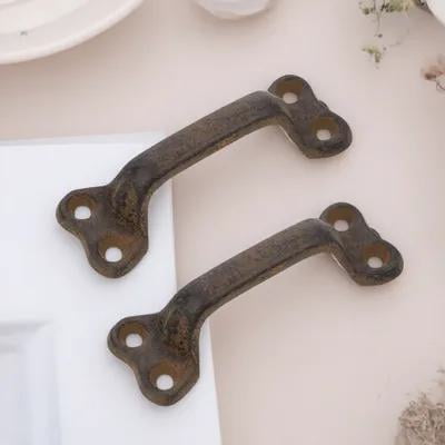 YEAHIBABY 2Pcs Heavy Duty Cast Iron Pull Handles Metal Barn Door Handles for Drawers