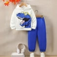 thumbnail image 7 of oqasdz Boys Sweatsuit Dinosaur Print Hooded Sweatshirt and Jogger Pants Warm Lined Casual Athletic Sports Play Outfit for Kids and Toddler, 7 of 7