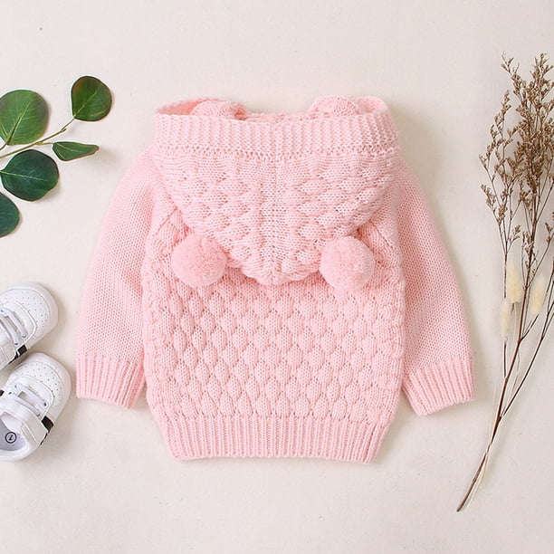 XZNGL Nouveau Ne Fille Cadeaux Nouveau Ne Nouveau Ne Bebe Fille Garcon Hiver Veste Manteau Chaud Tricot Outwear Chandail a Capuche Bebe Fille Hiver