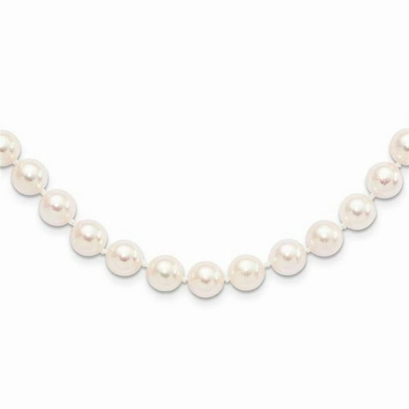 Primal Gold 14 Karat Yellow Gold 8-9mm Round White Saltwater Akoya Cultured Pearl Necklace