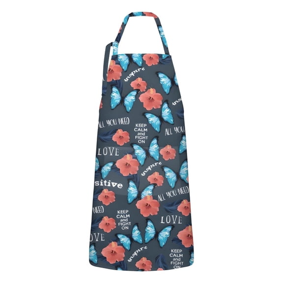 Pioneer Flower Floral Print Pattern Apron-Garden Aprons for Women with Pockets-Cotton Linen Waterproof Kitchen Cooking Gardening Aprons Adjustable for Kitchen,Cooking,BBQ and Salon 33x27 Inch