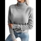 thumbnail image 1 of Suéter de Punto Elegante de Larga con Solapa para Mujer, Suéter con Botones de Color Liso para Otoño e Invierno Gris S, 1 of 10