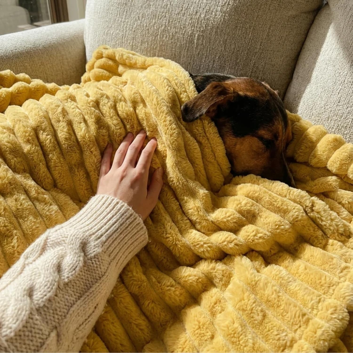 Lethargic Emotional Support Blanket for Dogs, 150*200cm Polyester Fleece Pet Blanket with Soft Calming Surface for Nesting, Crate, Sofa and Everyday Indoor Use