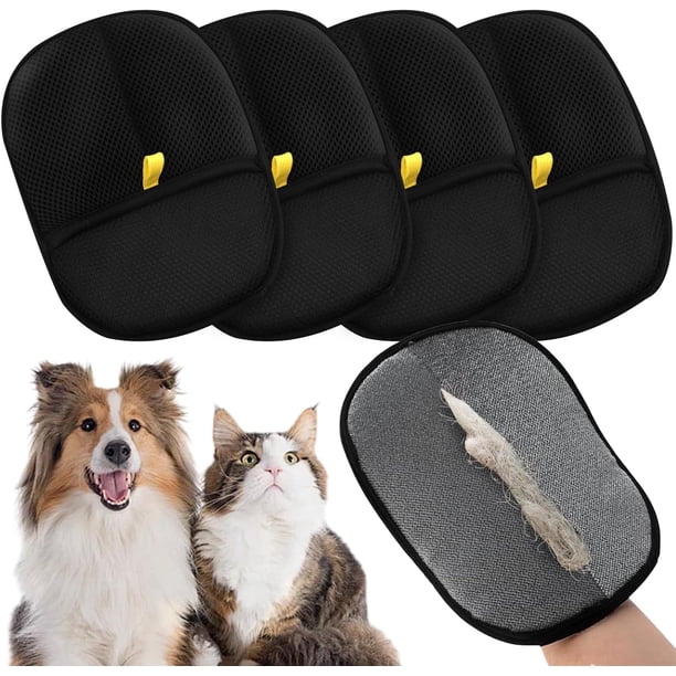 4pzs Guantes Removedor de Pelo Mascotas,Quita Pelos Mascotas para Gatos,Perros,Sofá y Ropa,Sistema de Depilación Electrostática Bidireccional,Uso húmedo y seco,Pet Hair Remover (20 × 15cm)