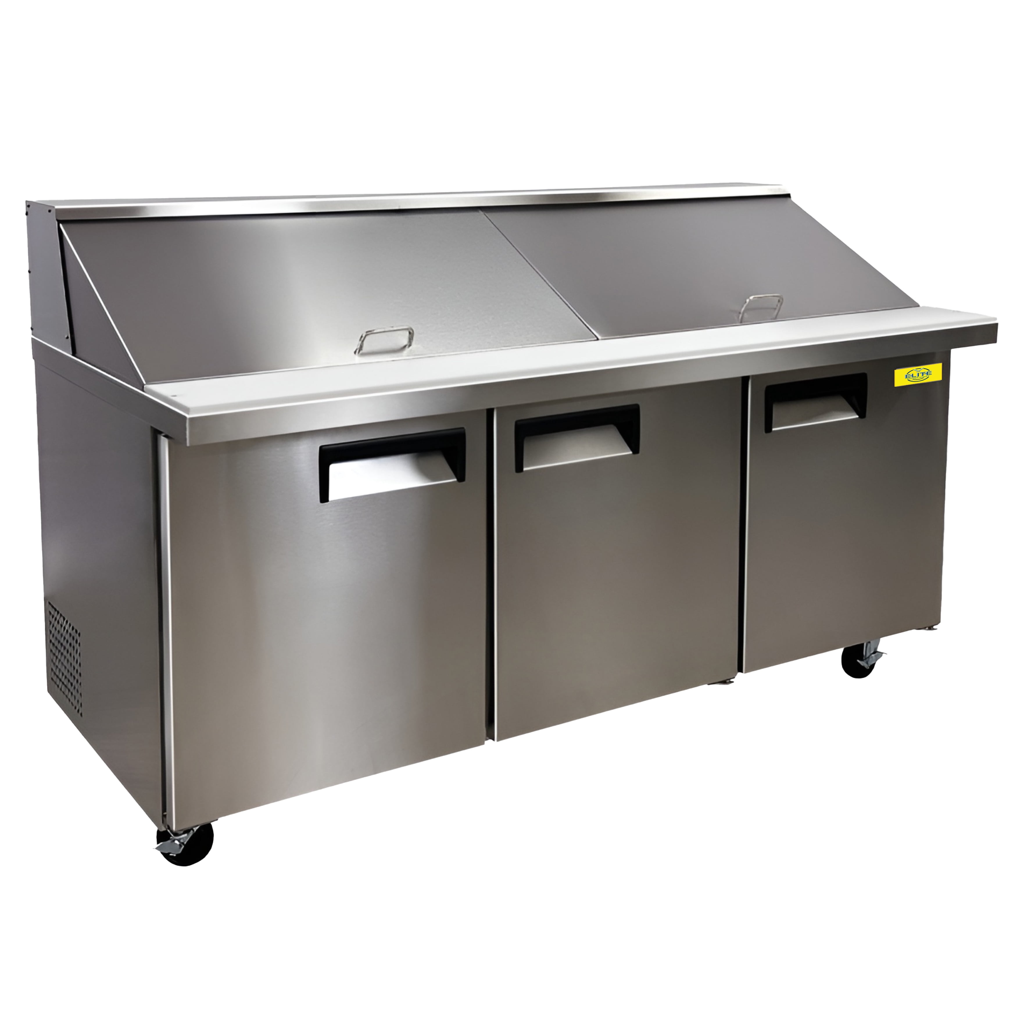 72 in. Commercial Sandwich Prep Table Refrigerator, Mega Top Three-Door Refrigerator 17.6 Cu. Ft. 70.5''Wx34''Dx45.4''H