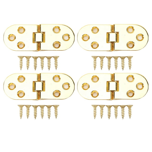 4 juegos de bisagras plegables de metal de 180 grados y 0,09 pulgadas de grosor para mesa plegable, máquina de coser, color dorado brillante.