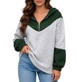 thumbnail image 2 of DailyTrove Women Color Block Half Zip Hooded Sweatshirt Long Sleeve Patchwork Loose Casual Pullover, 2 of 6