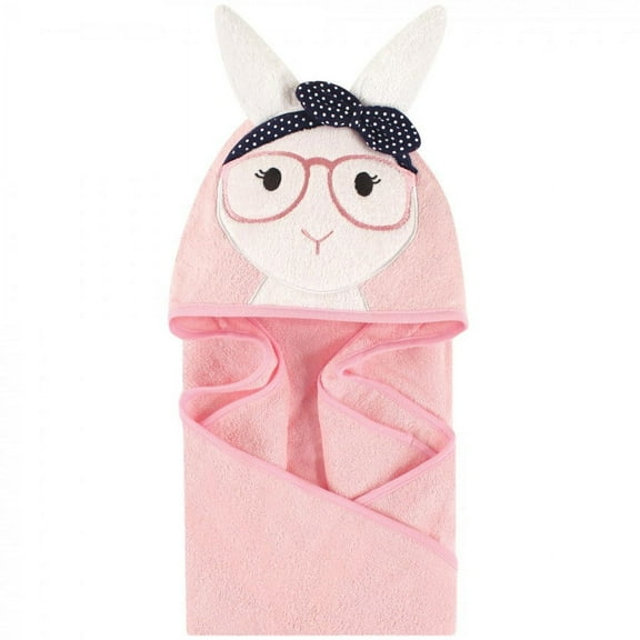 Little Treasure Baby Girl Cotton Animal Face Hooded Towel, Hip Bunny, One Size