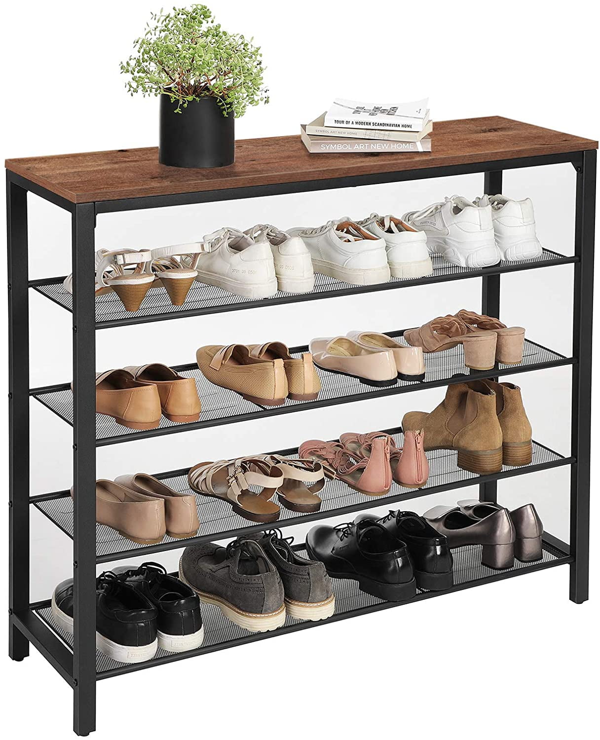 Vasagle 8 Tier Shoe Rack Shoe Organizer For Closet Rustic Brown And Black :  Target