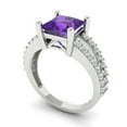 thumbnail image 2 of 2.44ct Princess Cut Purple Natural Amethyst 18k White Gold Engraving Statement Bridal Wedding Designer Ring Size 5, 2 of 5