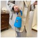 thumbnail image 3 of Bolso bandolera acolchado y monedero para mujer Bolsos de hombro de cuero suave con cordón Bolsos ligeros, azul Feliz Sencillez, 3 of 5
