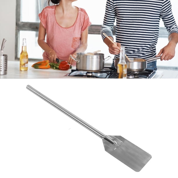 Espátula Extra Grande De Acero Inoxidable, Herramienta Para Mezclar Y Agitar Con Largo, Cuchara Grande De Paleta De Haya Para Hornear, Para Cocinar, Mezclar, Preparar En Ollas